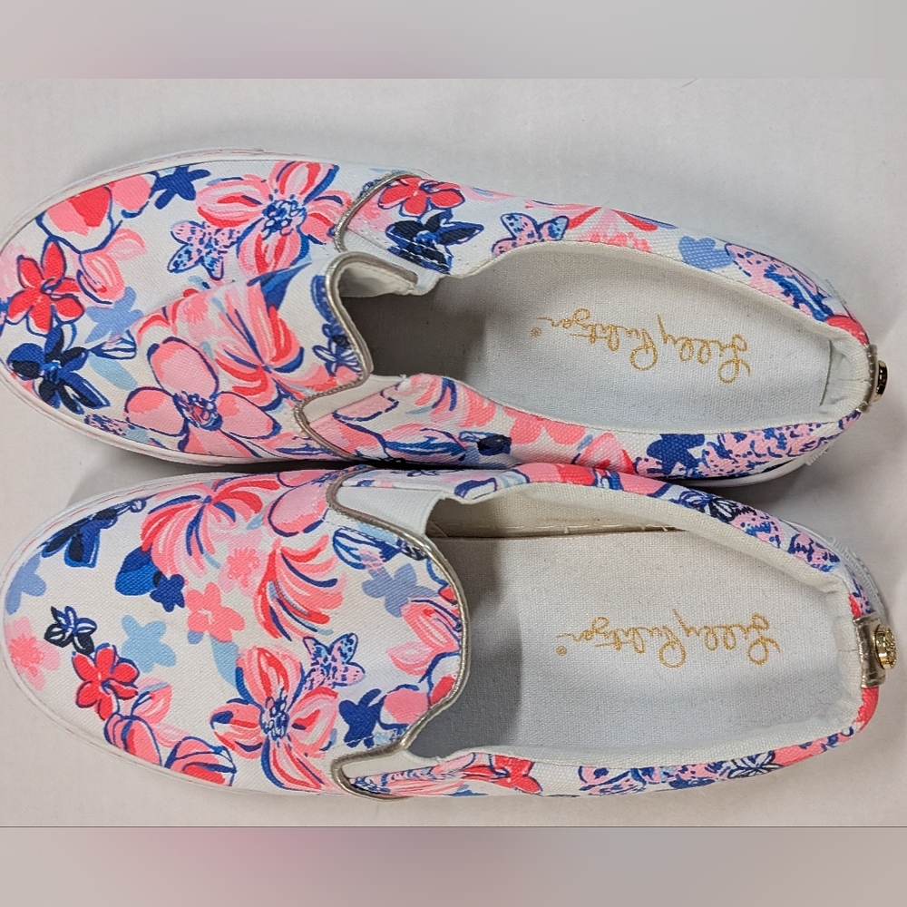 Lily Pulitzer Julie slip on sneaker shoes neon floral preppy style casual slides - Picture 3 of 9